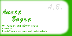 anett bogre business card